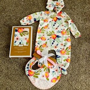 Adorable Newborn Girl Outfit and Swaddle Blanket Set